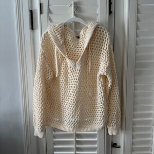 American Eagle Outfitters Cream Crochet Women's Sweater